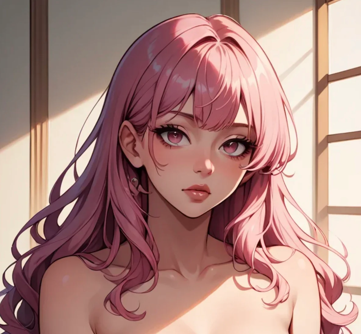 Juliette Maison, personnage fictif adulte de style anime aux cheveux roses